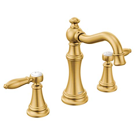 Moen TS42108BG Weymouth 8 in. Widespread 2-Handle Bathroom Faucet Trim Kit (Valve Not Included) Brushed Gold