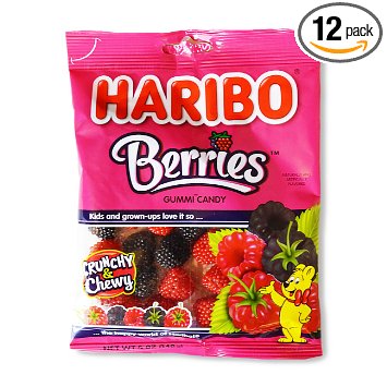 Haribo Gummi Candy, Berries, 5-Ounce Bags (Pack of 12)