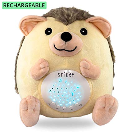 Urban Brahma Baby White Noise Machine Baby Night Light Hedgehog | Baby Gifts | Rechargeable with 13 Baby Soother Lullaby & Nature Sounds | Crib Soother | No Batteries Needed | 3 Color Stars Projector