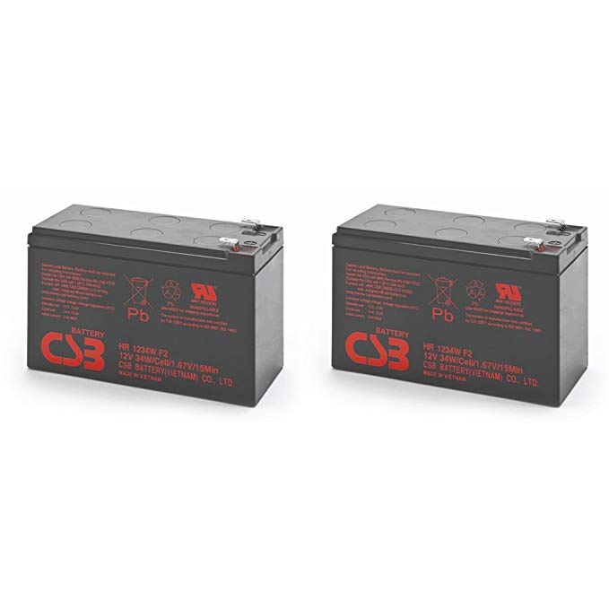 Pair of CSB HR1234WF2 12 Volt/9 Amp Hour (34 Watts) Sealed Lead Acid Battery w/0.250" Fast-on Terminals