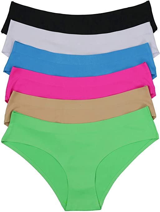 ToBeInStyle Women's Pack of 6 Laser Cut Brazilian Style Tanga Panty