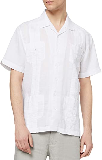 Isle Bay Linens Men's Short Sleeve 100% Ramie Cuban Guayabera Shirt