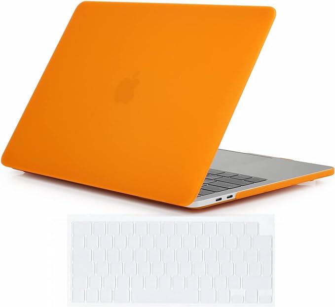 Se7enline Compatible with MacBook Pro Case 14 inch 2021/2022/2023 M3/M2/M1 Pro/Max A2918/A2992/A2779/A2442 Matte Laptop Protective Hard Shell Case with Keyboard Cover Skin(EU Layout),Orange