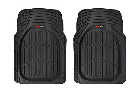 Motor Trend Tortoise Series Rubber Floor Mats Front Seat Protection Rubber Mat (2PC Black)