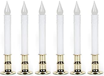 Darice 6204-02WW Battery Operated Warm White 8-1/2" LED Window Candle w/Timer - Quantity 6