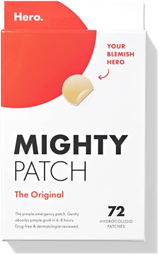 Mighty Patch Original from Hero Cosmetics - Hydrocolloid Acne Pimple Patch for Covering Zits and Blemishes, Spot Stickers for Face and Skin, Vegan-friendly and Not Tested on Animals (72 Count)