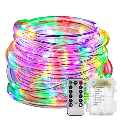 LED Rope Lights Battery Operated Waterproof with Remote Timer YIHONG 8 Mode Twinkle Firefly Fairy Lights Dimmable For Outdoot Indoor Home Decoration Multi-Color