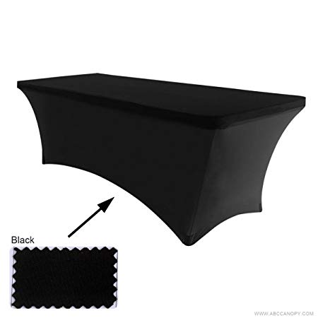 ABCCANOPY Spandex Table cover 6 ft. Fitted 30  COLORS Polyester Tablecloth Stretch Spandex Table cover-Table Toppers (Black)