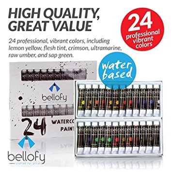 24-Color Watercolor Paint Set - 24 x 12 ml / 0.4 oz - Watercolor Paint Kit For Artists and Beginners - Painting Art - Artist Paint