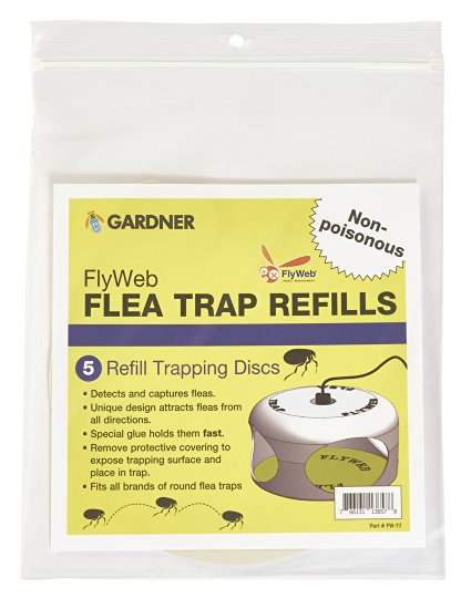 FlyWeb Flea Trap Refills - 5 Pack Discs Glue Board Refills - Fits all Brands of Dome and Round Flea Traps