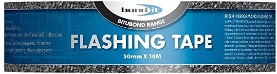 Bond-It Flashing Tape 50mm x 10Metres - Peel & Seal self-Adhesive Flashing Tape That's Weatherproof, Tough, Flexible & Easy to use. Great for roof Repairs! Choice of Widths & Lengths, Black, BDF001