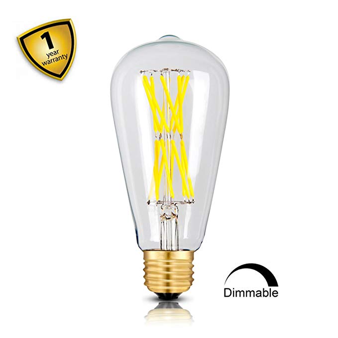 Leools LED Edison Bulb 15W,Dimmable 4000K Neutral White 1300LM, E26 Medium Base Lamp, ST21 (ST64) Antique Style Shape, 100-120W Incandescent Replacement, 1 Pack