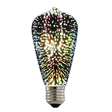 TOOGOO(R) 5W LED 3D Decoration Light Bulbs 85V-265V Novelty RGB Lamp ST64 Filament Fireworks Ball Light for Home Holiday