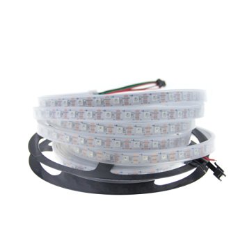 ALITOVE 16.4ft 300 Pixels WS2812B LED Strip Light Individually Addressable LED Pixel Flexible Lamp 5050 RGB Tube Waterproof IP67 White PCB Christmas Decoration Xmas Lights