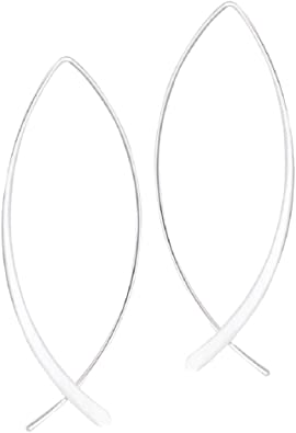 Ichthus Fish Shaped Threader Pierced Earrings Sterling Silver, New