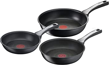 Tefal Unlimited Frying Pan, Triple Pack, Induction, Juego 3 sartenes, Black/White