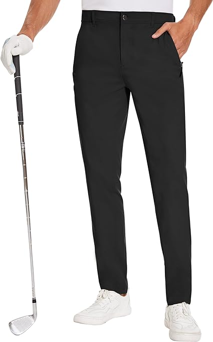 SPECIALMAGIC Golf Pants Men Stretch Slim fit Hiking Pants Lightweight Dress Casual Tapered Zipper Pockets