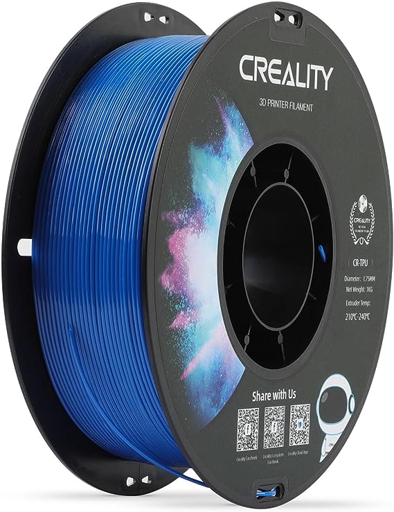 Creality TPU Filament 1.75, Flexible Filament, High Resilience, Soft Adhesive Material, Elastic, 1kg(2.2lbs) 3D Printing Filament for 3D Printer (Blue)