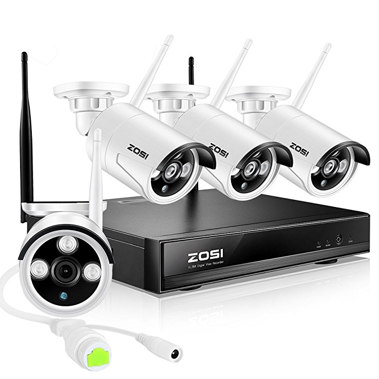 ZOSI 4 Channel 1080P Wireless CCTV Camera Systems with 4x 960P HD 1.3MP Wireless IP Cameras 100ft Night Vision