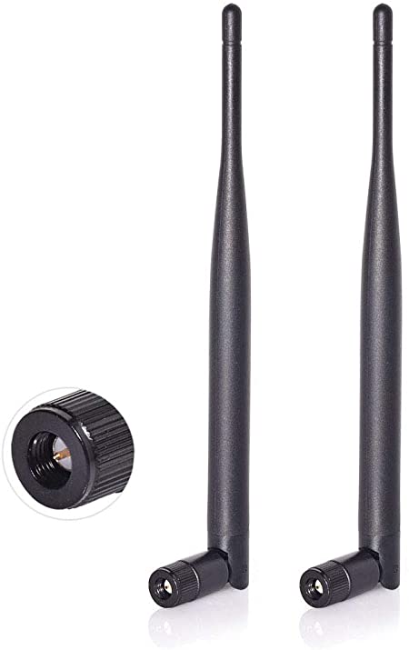 Bingfu Dual Band WiFi 2.4GHz 5GHz 5.8GHz 6dBi SMA Male Antenna (2-Pack) for Wireless Vedio Security IP Camera Recorder Surveillance Recorder Truck Trailer Rear View Backup Camera Reversing Monitor