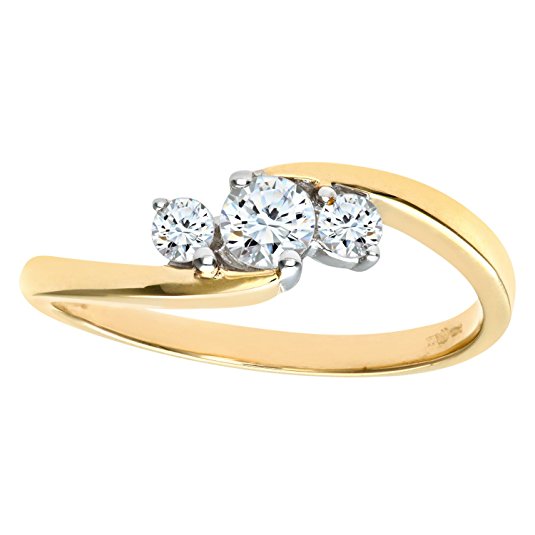 Naava 9ct Yellow Gold Diamond Three Stone Ladies Ring