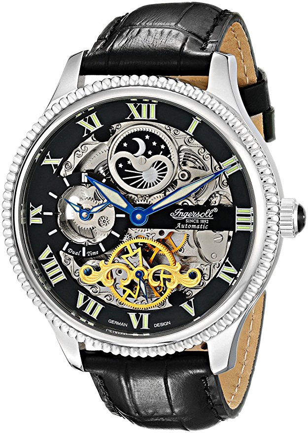 Ingersoll Men's IN2713BK "Ulzana" Stainless Steel Automatic Watch with Black Leather Band