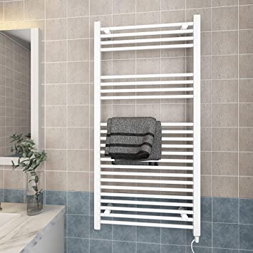 Homedex Towel Warmer Rack, Steel Heated Drying Rack Plug-in Wall Mounted Towel Warmer Rack for Bathroom (White, 23 Bar)