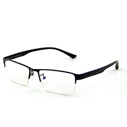 Cyxus Anti Blue Light Computer Glasses for Anti Eye Fatigue Minimize Headache Sleep Better Eyewear, Metal Frame (Black Half-Rim Frame)