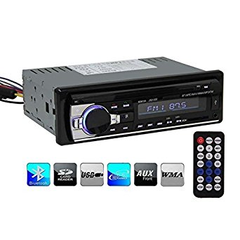 Bluetooth Digital Media Receiver, TurnRaise 1 DIN Bluetooth Car Stereo Audio FM Radio Receiver MP3 Player w/ Front AUX Input/USB Port/SD Card Slot/Remote Controller