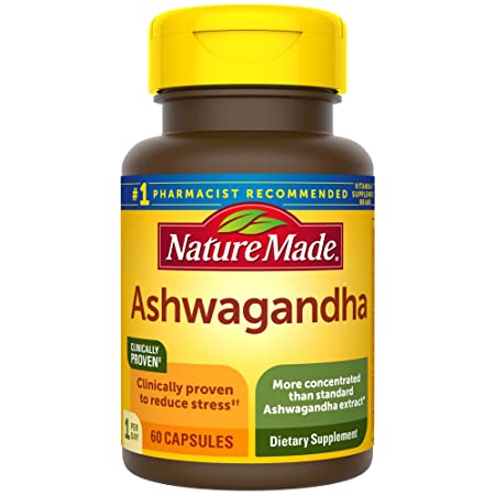 Nature Made Ashwagandha Capsules 125 mg, 60 Count for Stress Reduction