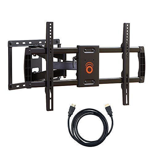 ECHOGEAR Full Motion Articulating TV Wall Mount Bracket for most 37-70 inch LED LCD OLED and Plasma Flat Screen TVs w VESA patterns up to 600 x 400 - 16 Extension - Includes 6 HDMI Cable - EGLF1-BK
