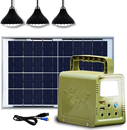 ECO-WORTHY 26Ah Portable Solar Power Generator Lighting System: 18W Solar Panel 3 LED Bulb   Lithium Battery Off Grid Lights Kit for RV, Camping, Power Outage, Emergency Power Supply