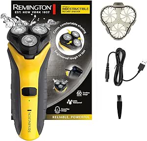 Remington Rasoir rotatif électrique [Durable et puissant] indestructible (humide et sec, boîtier en polycarbonate, tondeuse précision confort guide barbe 3 jrs, charge USB, voltage universel) PR1855