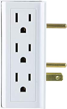 GE 6 Outlet Side Access Outlet Adapter Wall Tap, Turn 2 Outlets Into 6, 3 Prong Outlets on Both Sides, Indoor Rated, UL Listed, White, 54543 (Limited Edition)