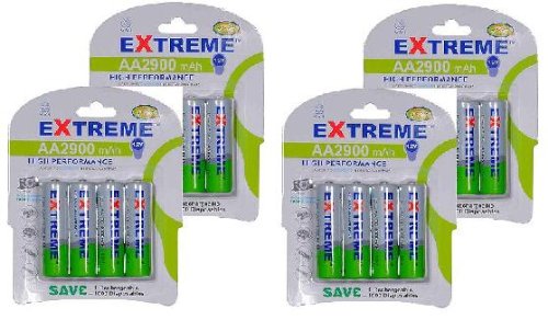 EXTREME 2900 mAh AA Rechargeable batteries 16 pack