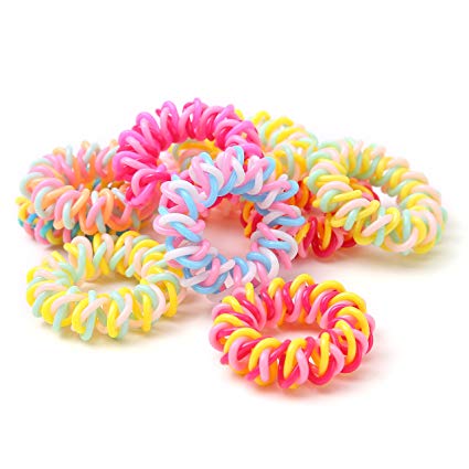 Yigou Hair Ties Traceless Elastics Hair Bands Spiral Hairbands Rings No Crease Painless Ponytail Holder for Girls,Pack of 15