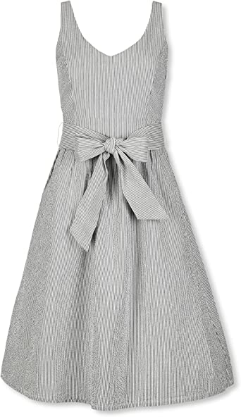 Hope & Henry Women's Sleeveless A-Line Dress with Waist Sash