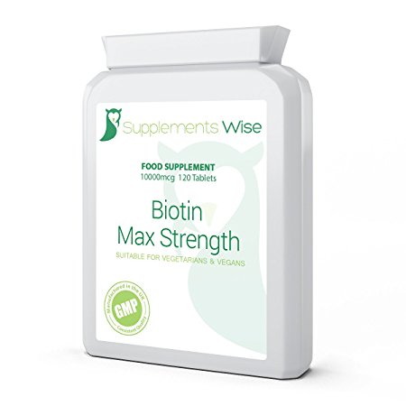 Biotin Max Strength Hair Growth Supplement | 120 10000mcg Tablets | Extra Strength Biotin Supplement For Hair, Beard, Nail Growth & Healthy Skin