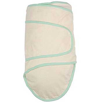 Miracle Blanket Hands to Heart, Arms Down, In, or Out Swaddle, Beige with Green Trim
