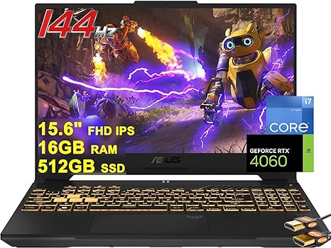 TUF F15 Gaming Laptop 15.6" FHD IPS 144Hz 12th Gen Intel 14-Core i7-12700H Processor &gt;i9-11950H 16GB RAM 512GB SSD GeForce RTX 4060 8GB Graphic Backlit Thunderbolt4 USB-C Win11 Gray   HDMI Cable