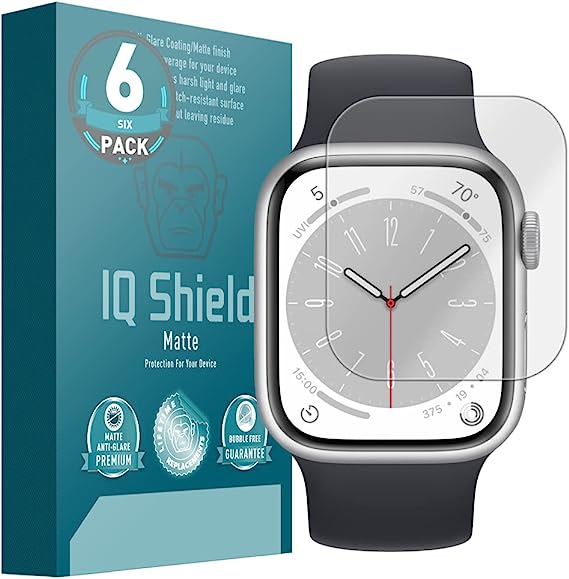 IQShield Matte Screen Protector Compatible with Apple Watch Series 8 (45mm)(6-Pack) Anti-Glare Anti-Bubble Film