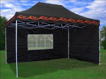 10'x15' Pop up 4 Wall Canopy Party Tent Gazebo Set Ez Black Flame - F Model Upgraded Frame By DELTA Canopies