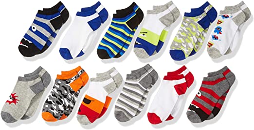 Amazon Brand - Spotted Zebra Kid's 12-Pack Low-Cut Socks