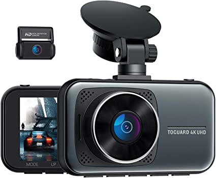 TOGUARD 4K Dual Dash Cam for Cars UHD 2160P 1080P Front and Rear Dash Camera, 3" Display Car Dashboard Camera Capacitor Drive Recorder w/Hardwire Kit 24H/7 Parking Mode G-Sensor Support 256GB SD Card
