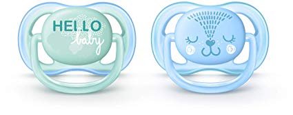 Philips Avent Ultra Air Pacifier, 0-6 months, blue/green fashion decos, 2 pack, SCF342/20
