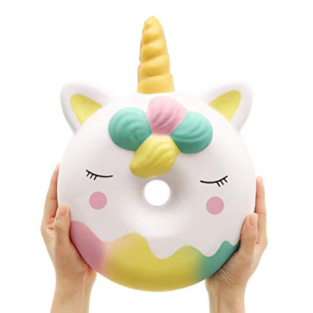 Anboor 13" Squishies Jumbo Unicorn Donut Kawaii Soft Slow Rising Scented Giant Doughnut Squishies Stress Relief Kid Toys