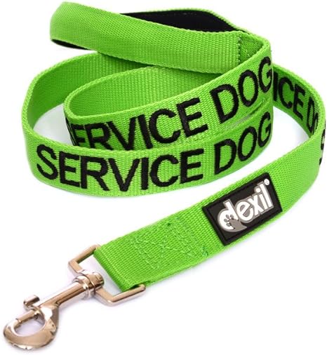 Dexil Limited Service Dog Green 4ft 6ft Padded Dog Leash Prevents Accidents by Warning Others of Your Dog in Advance (6ft)
