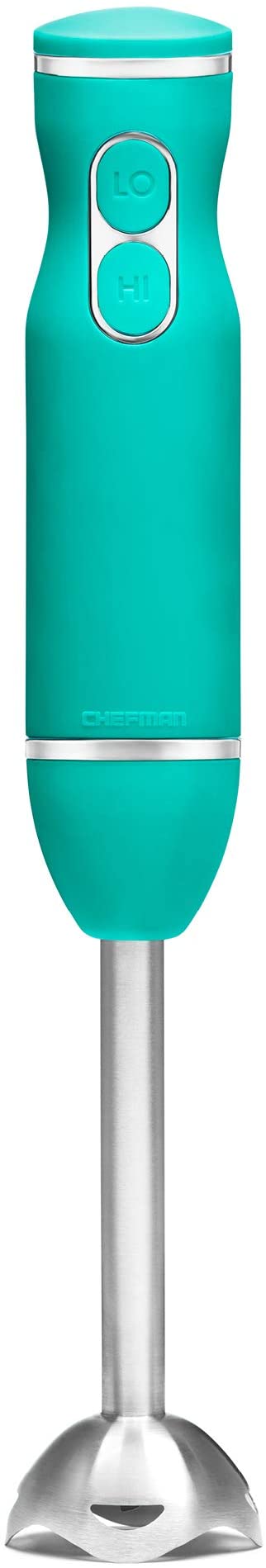 Chefman Immersion Stick Hand Blender with Stainless Steel Blades, Powerful Electric Ice Crushing 2-Speed Control Handheld Food Mixer, Purees, Smoothies, Shakes, Sauces & Soups, Turquoise