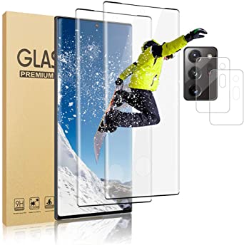 [2 2] Galaxy Note 20 Ultra 5G Screen Protector, 9H Tempered Glass with Camera Lens Protector Fingerprint Support 3D Curved Full Coverage HD Screen Glass Film for Samsung Galaxy Note 20 Ultra (6.9“)