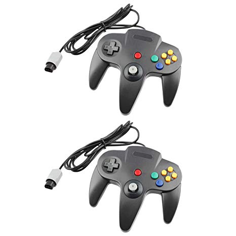 Controller for N64 Nintendo 64 (2-Pack, Black)